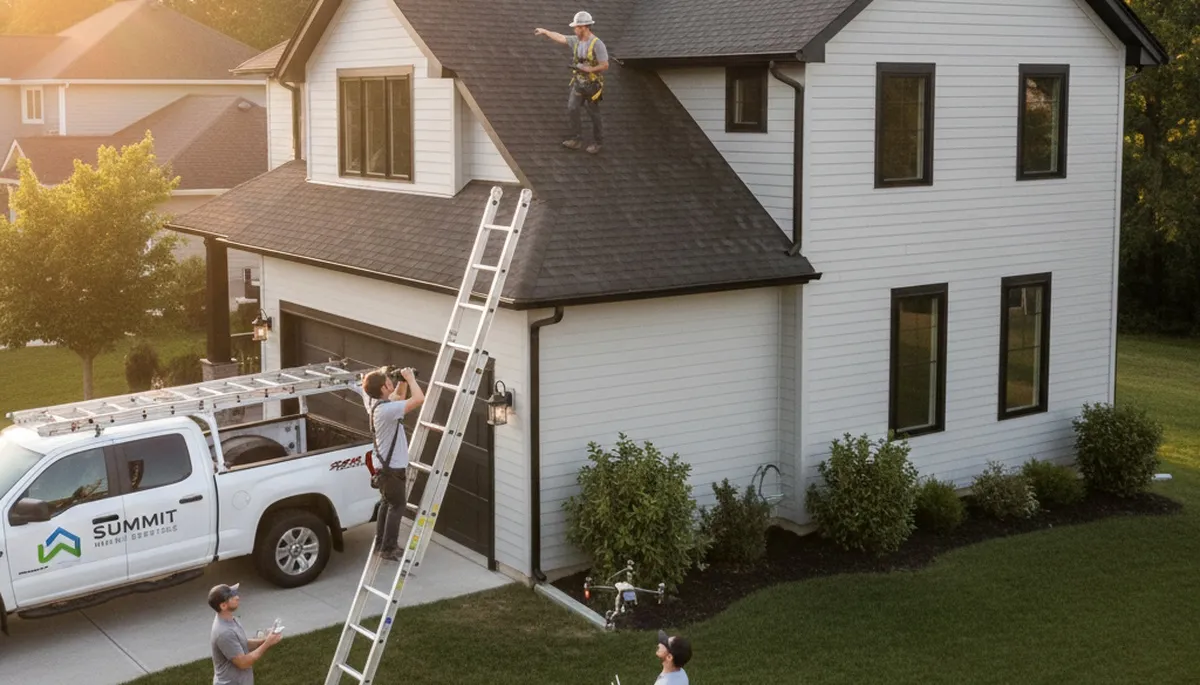 Roof inspection expert checking residential shingles in Nashville, TN for Next Level Exteriors