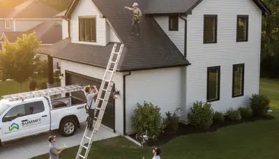 Roof inspection expert checking residential shingles in Nashville, TN for Next Level Exteriors