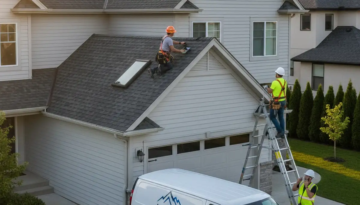 Roof inspection expert evaluating shingles on Nashville TN home by Next Level Exteriors