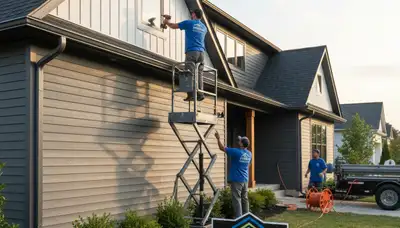 Seamless vinyl gutters installed on Nashville TN home exterior by Next Level Exteriors